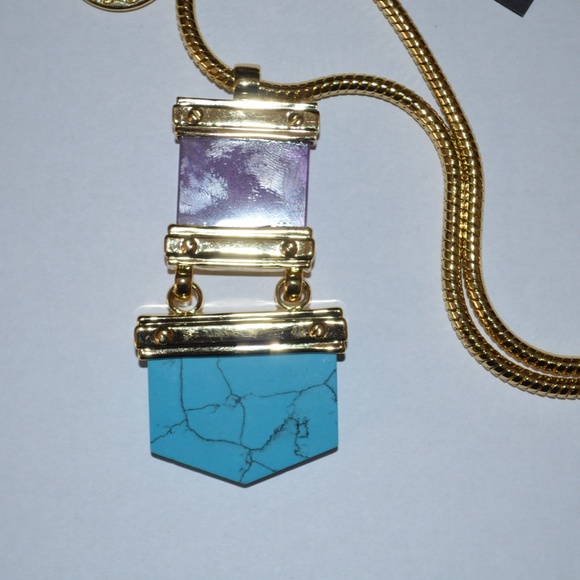 NWT CC SKYE SANTA FE SUNSET GOLDPLATED AMETHYST TURQUOISE LONG NECKLACE - Picture 5 of 6